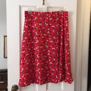 Gap Red Floral A Line Skirt